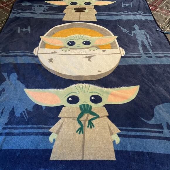 Star Wars Mandalorian Child Baby Yoda Throw Blanket Soft Fleece 44 X 60" - Picture 1 of 8